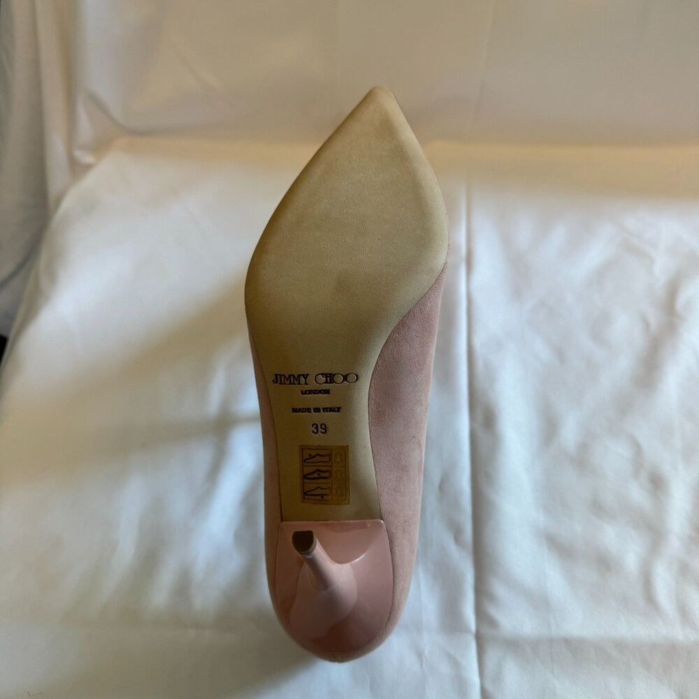 Jimmy Choo Ballet Blush Pink Suede Pointy Toe Pumps Size 8.5 - Picture 7 of 8